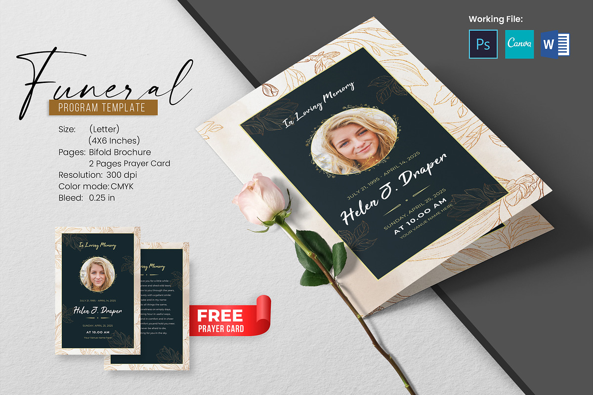 Funeral Program And Prayer Card, a Brochure Template by crazyOWL (Photo 1 of 8)