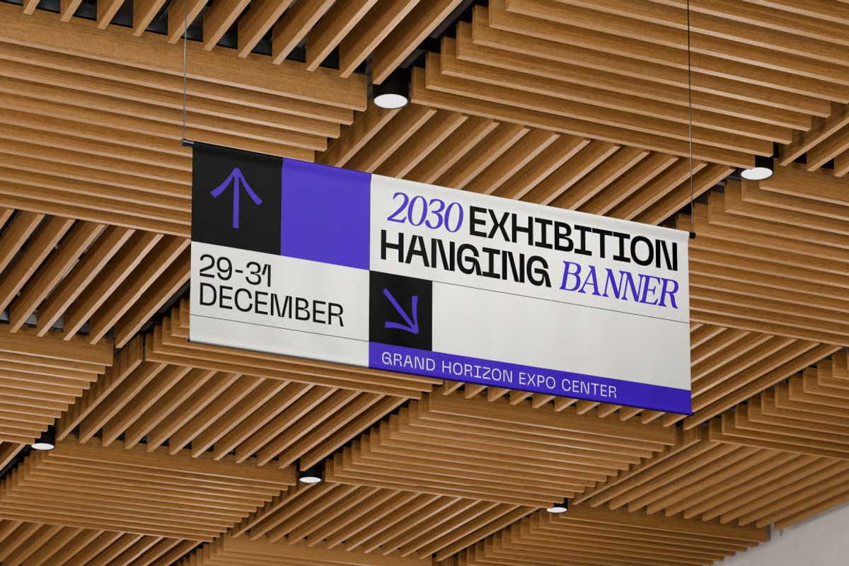 Exhibition Hanging Banner Mockup, an Advertising Mockup by graphicsauce (Photo 2 of 3)