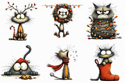 Quirky Christmas Cat Clipart, an Illustration by Libby Wishes (Thumbnail 2 of 9)