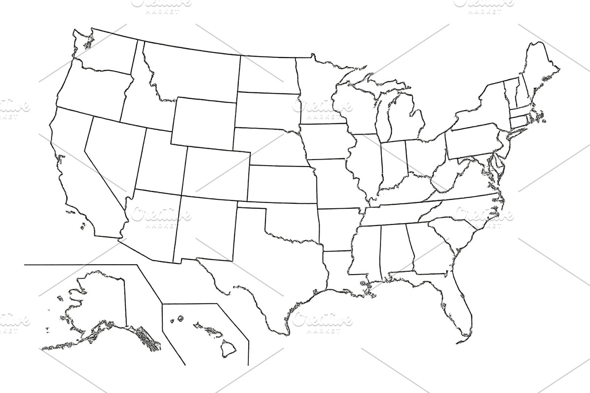 Outline of the United States with, an Illustration by ZinetroN