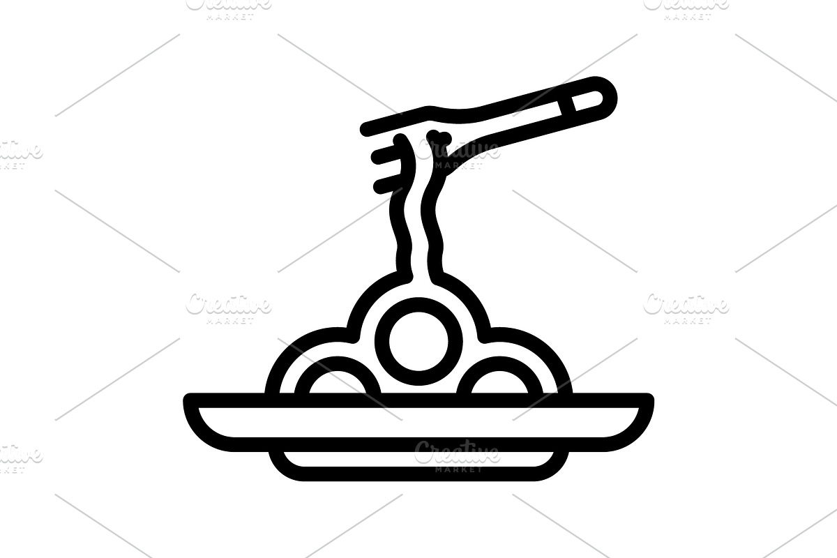 Italian spaghetty black icon, an Outline Icon by Creative priyanka