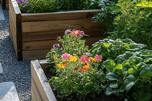 Beautiful raised wooden garden beds, a Nature Photo by MistyDay