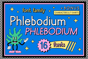 Phlebodium sans serif font 80s 90s