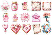 Romantic Mothers Day Clipart, an Illustration by Watercolor design (Thumbnail 2 of 10)