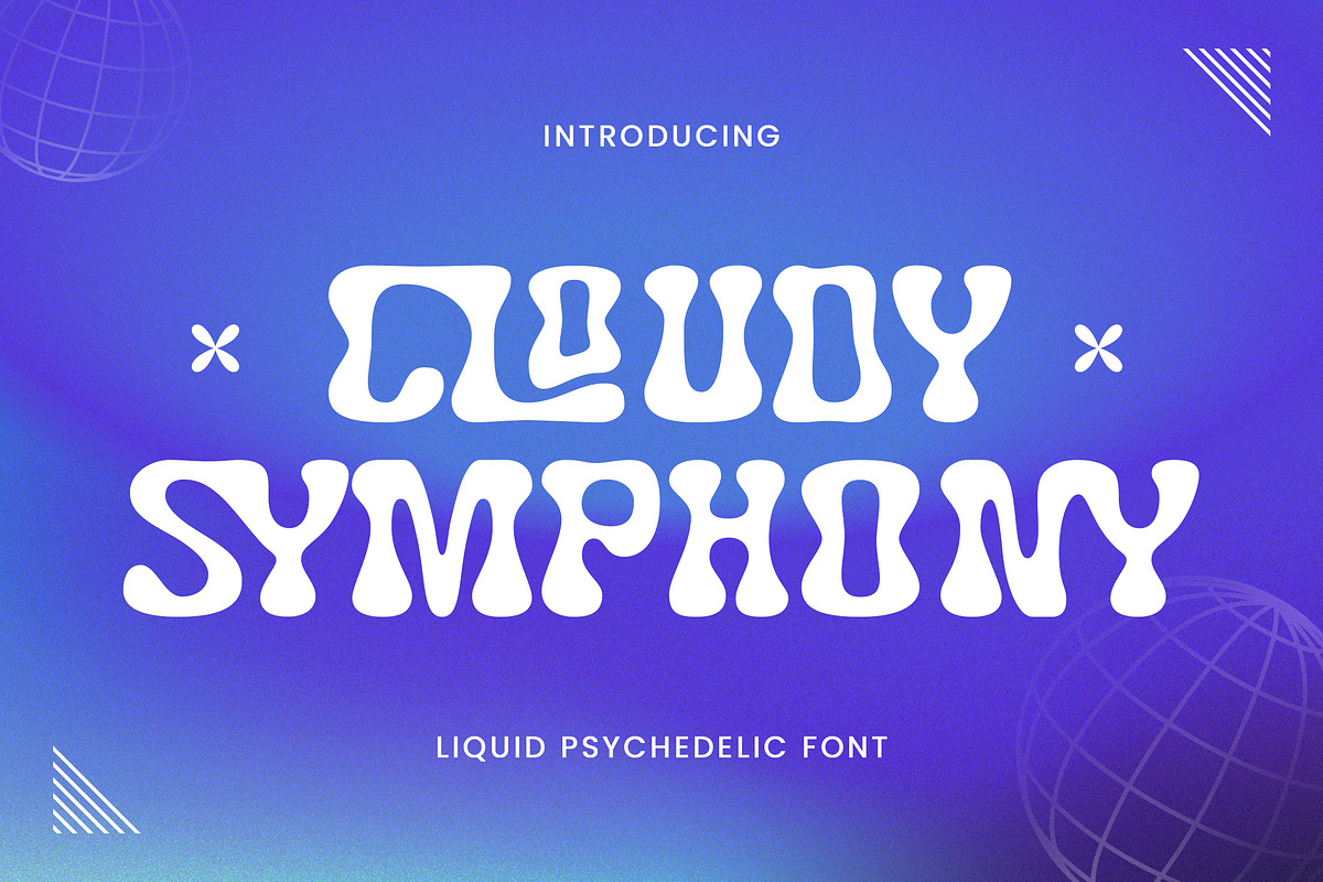 Cloudy Symphony - Psychedelic Font, a Script Font by AQR Studio (Photo 1 of 9)