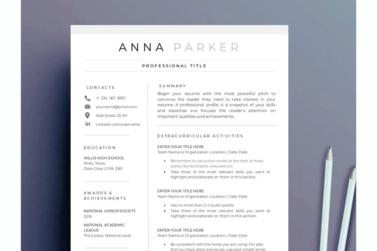 Student Resume template Word & Docs, a Resume Template by Climbwithelevator (Photo 1 of 5)