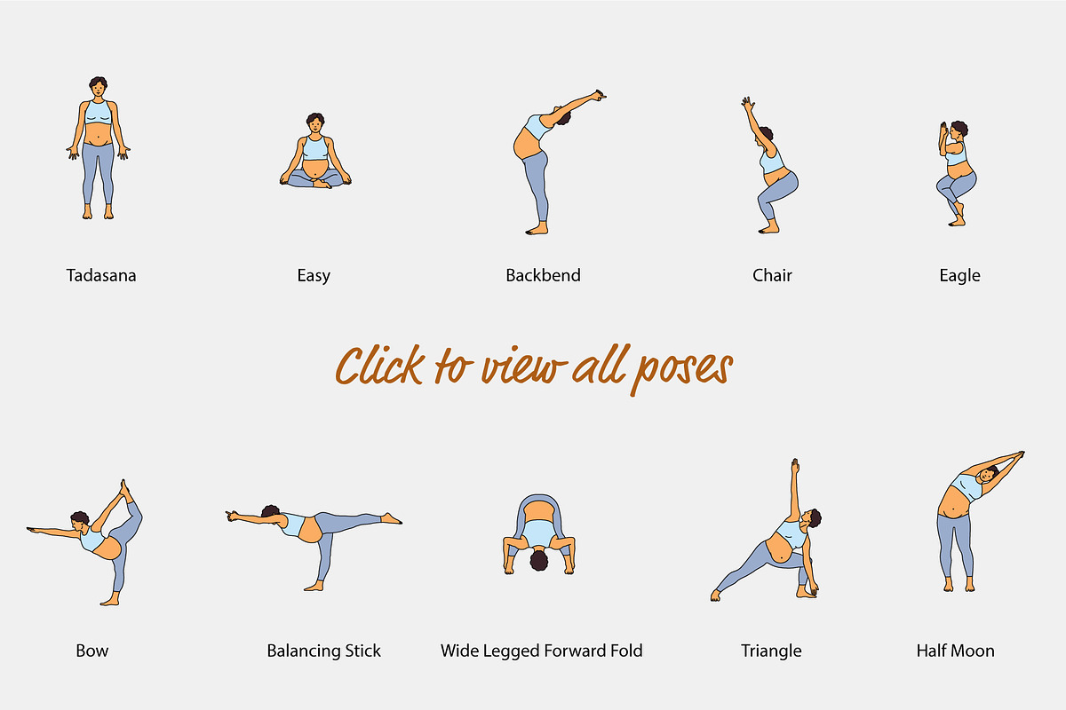 25 Pregnancy Yoga Poses, an Illustration by pkahraman (Photo 4 of 4)
