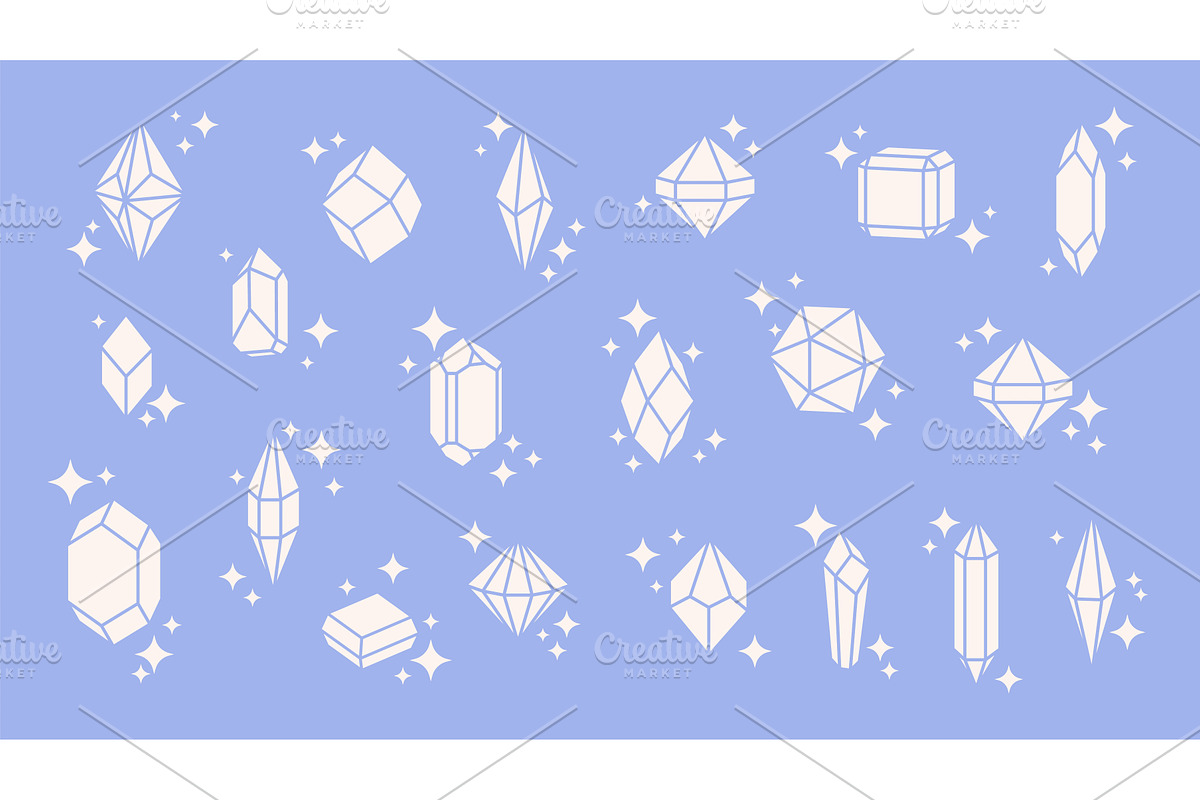 Shine flat diamonds with stars icons, a Graphic by LadadikArt