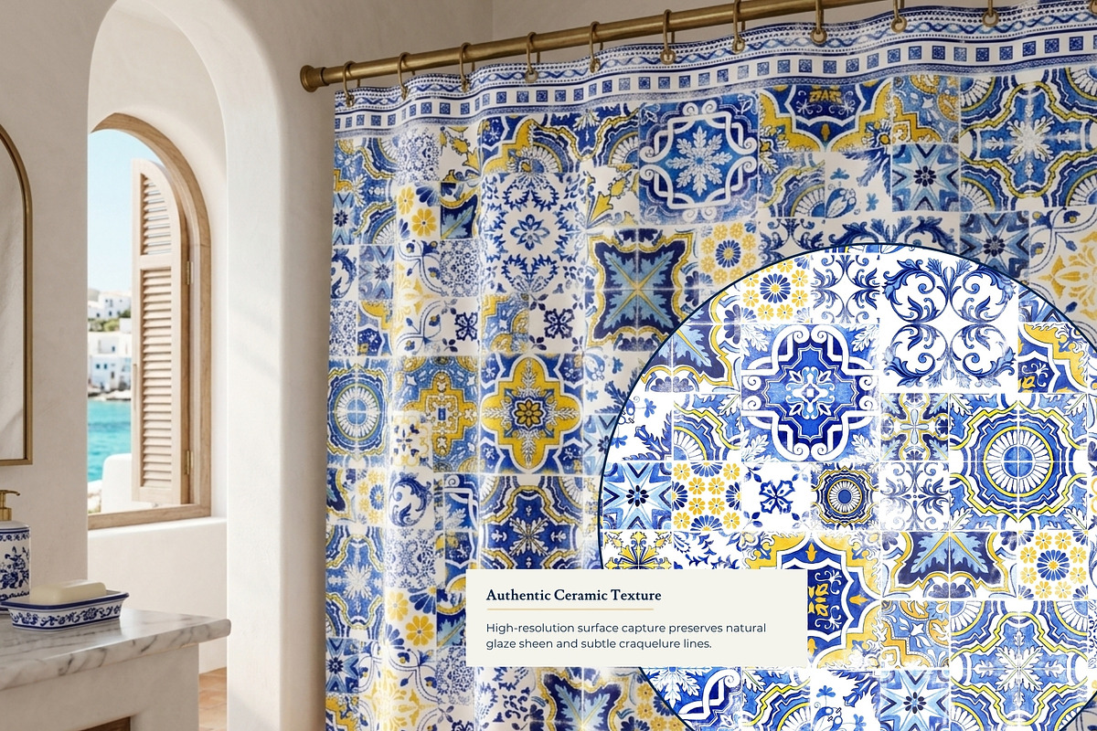 Azulejo Tiles Wall Mural Print, a Wallpaper Graphic by ilonitta (Photo 9 of 10)