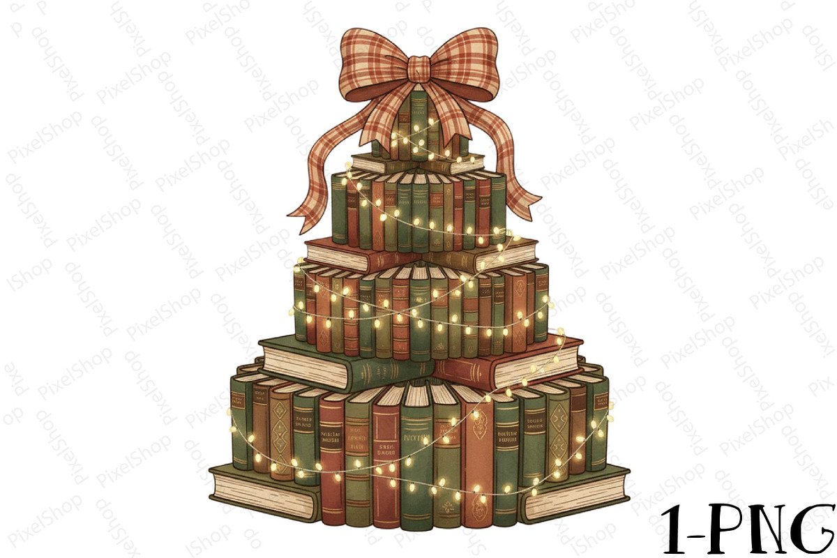 Christmas Book Tree PNG, Retro Chris, an Illustration by DreamPrint404 (Photo 1 of 7)