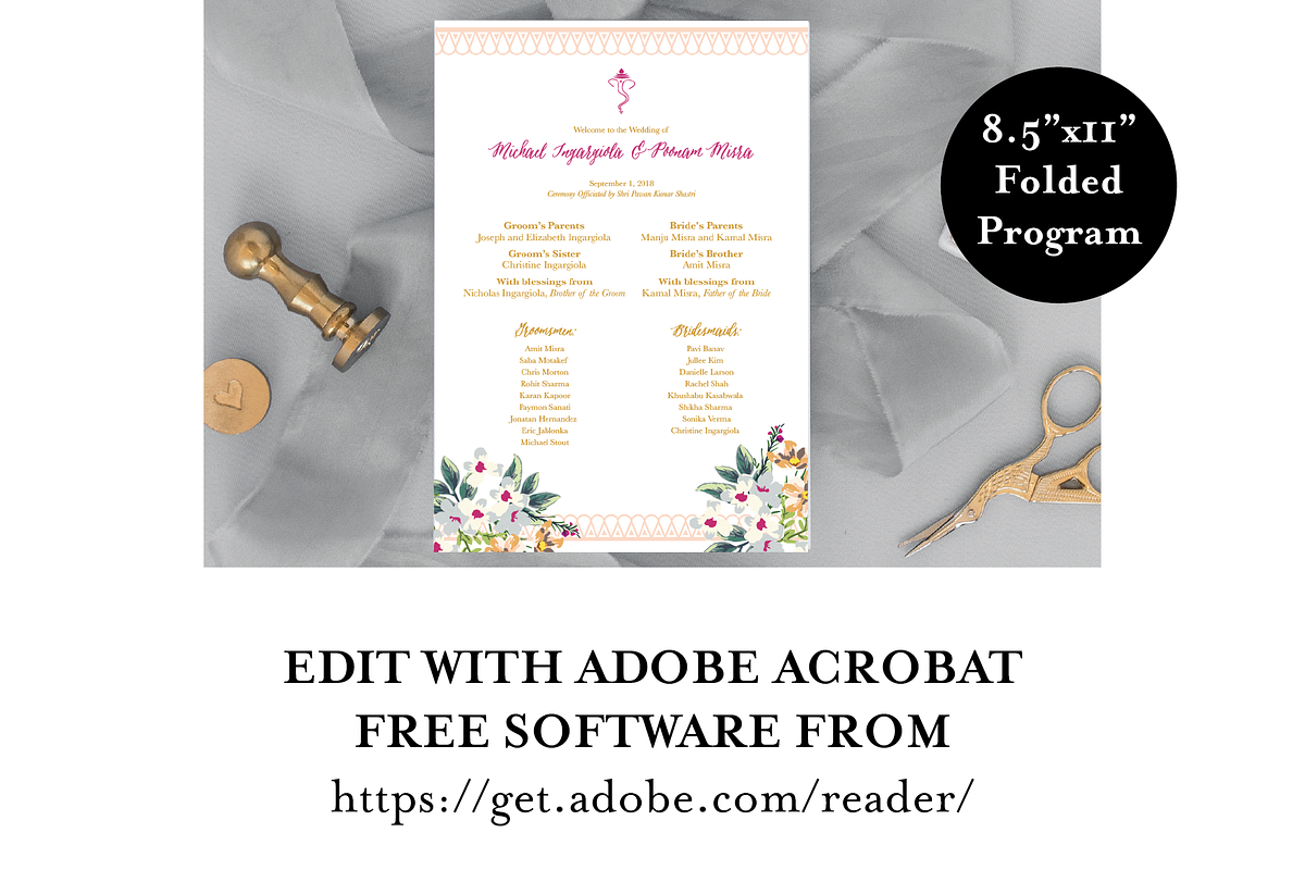 Floral Hindu Folded Wedding Program, a Templates & Theme by CWSDesignsTheMapChick (Photo 3 of 5)