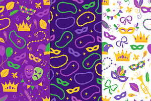 12 Mardi Gras Seamless Patterns