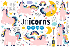 Unicorns Clipart Collection