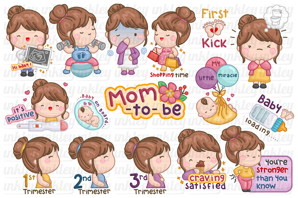 Baby Pregnancy Clipart - Mom to Be, an Illustration by Inkley Studio