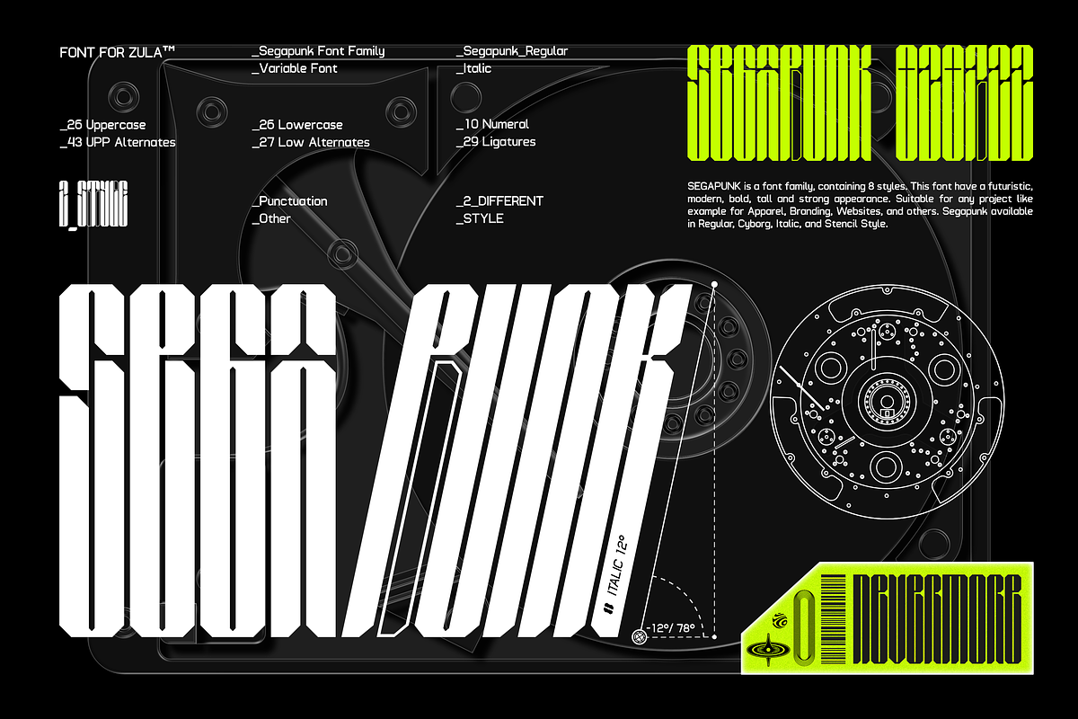 SEGAPUNK BOLD FUTURISTIC TYPEFACE, a Symbol Font by Font For Zula™ (Photo 2 of 13)