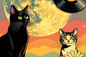 Cats Rule, an Animal Illustration by Sharon Schwalbe