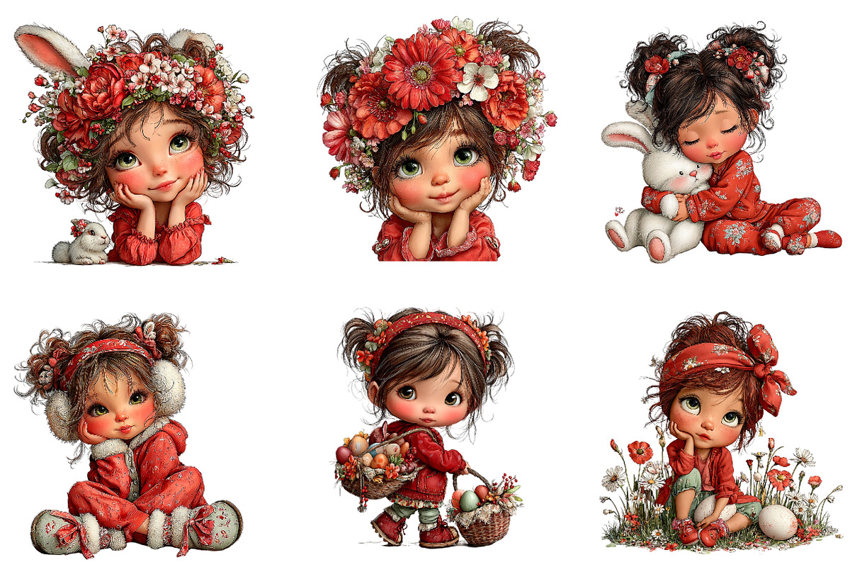 Whimsical Easter Girl Clipart, an Illustration by CreationArt (Photo 6 of 7)