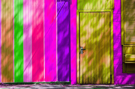 multi-colored wooden wall and door in the house, Kiev, Ukraine, an Abstract Photo by TanaCh