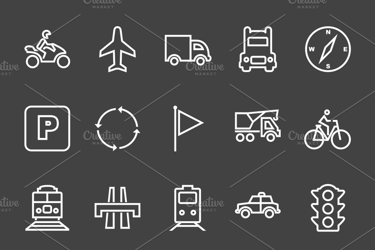 50 Transport Line Inverted Icons preview 2