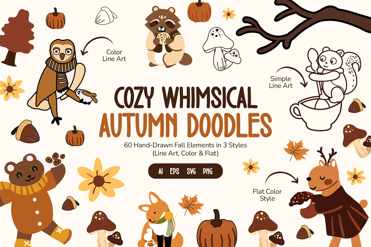 Cozy Whimsical Autumn Doodles, a Seasonal Illustration by Invisual Studio (Photo 1 of 8)