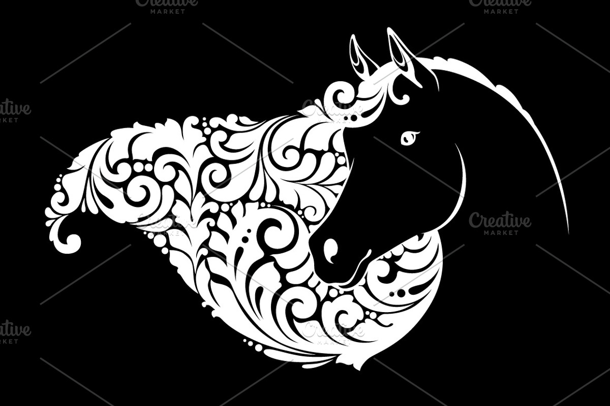 Ornate Calligraphic Horse, an Animal Illustration by Color and Decor (Photo 3 of 3)