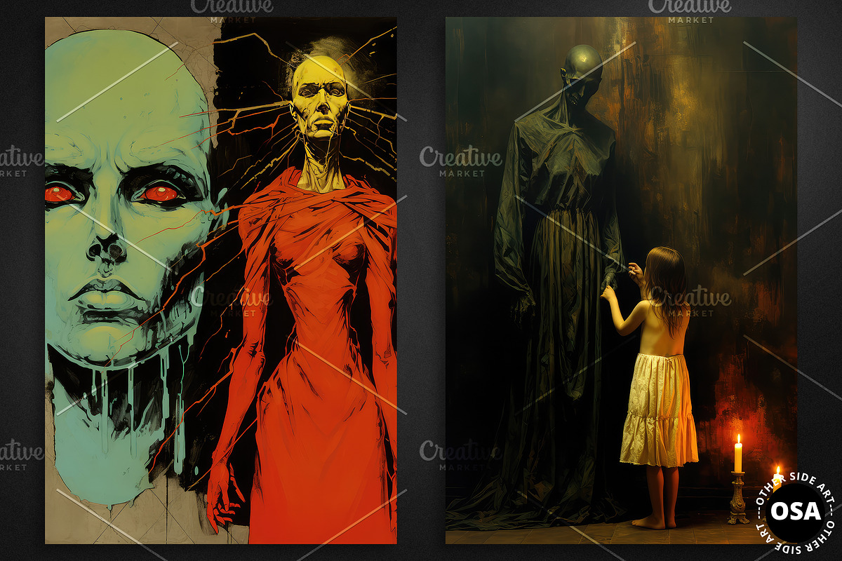 Creepy Horror Halloween Poster Set, a Background Graphic by Other Side Art (Photo 4 of 5)