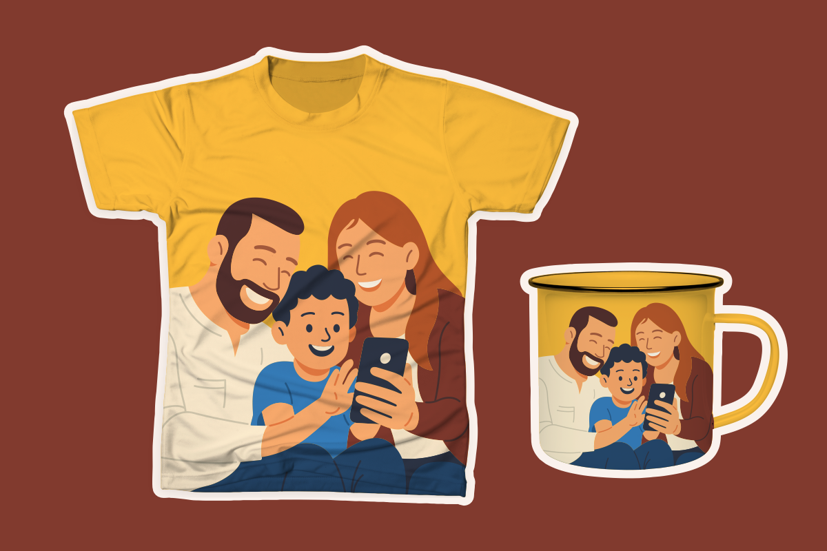 Family with a Smartphone Using Socia, a Person Illustration by Mangustudio (Photo 2 of 3)
