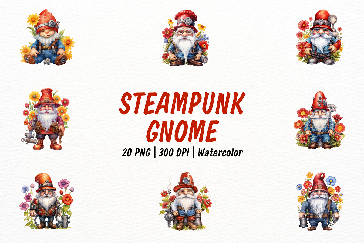 Steampunk Gnome with Flowers, a Person Illustration by New-School-Wave (Photo 1 of 5)