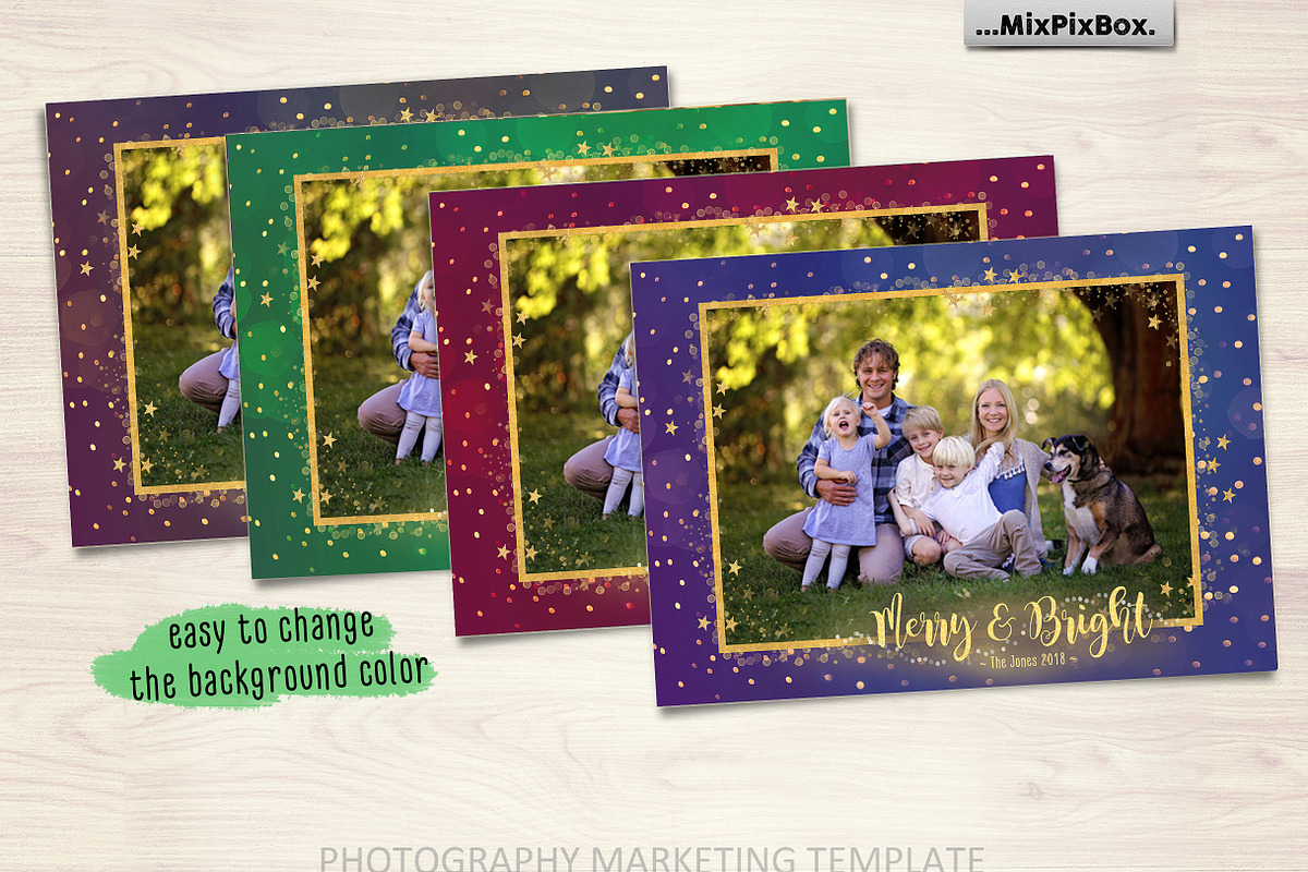 Christmas Card Merry and Bright, a Card Template by MixPixBox (Photo 3 of 5)