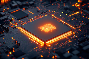 A close up of a computer chip, a Photo by Pavel_design