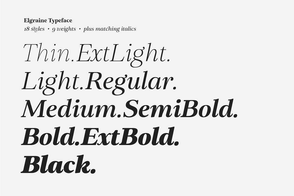 Elgraine – 18 Fonts, a Serif Font by Nasir Udin (Photo 10 of 14)