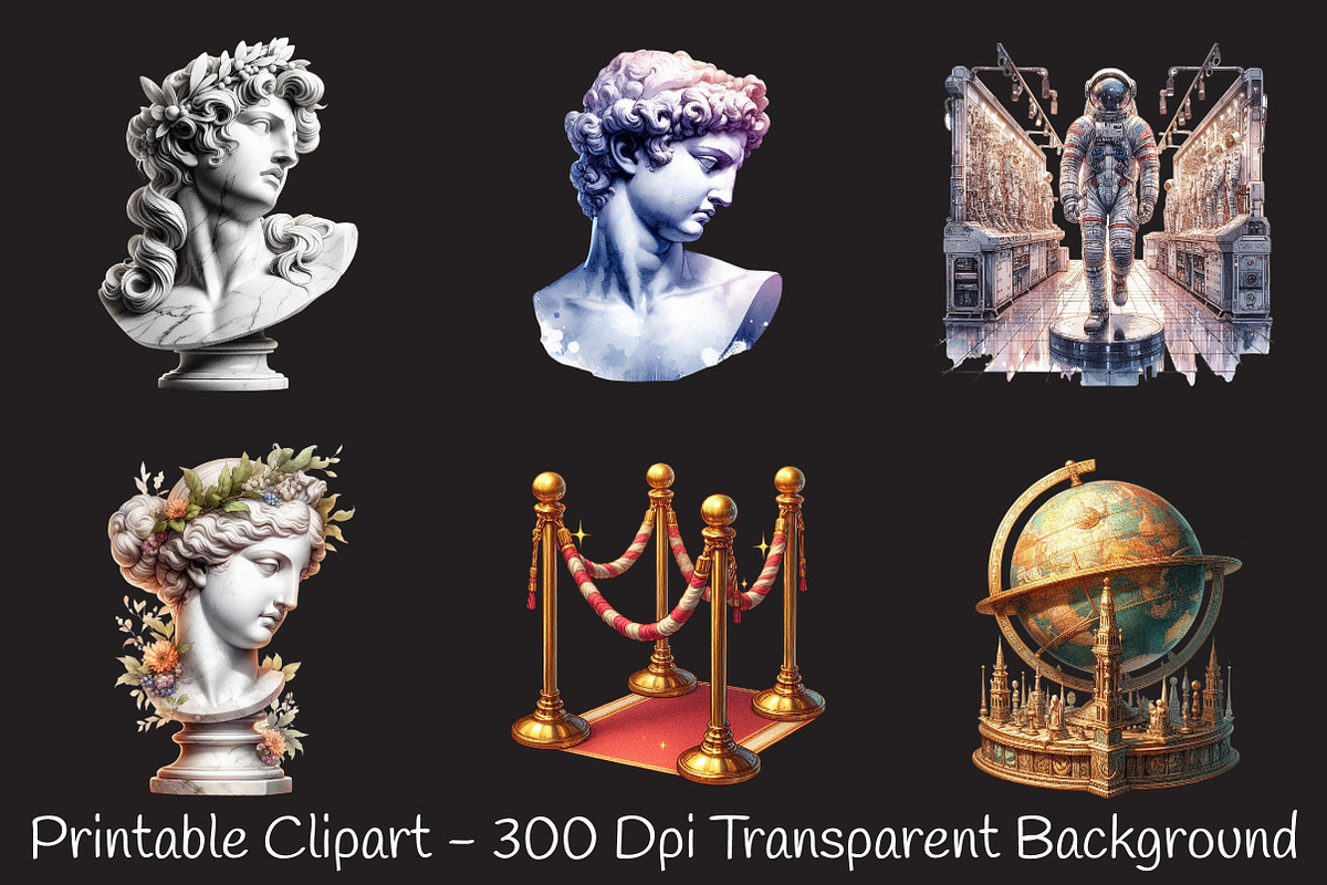 Museum Watercolor Cliparts, an Illustration by RobertsArt (Photo 6 of 9)