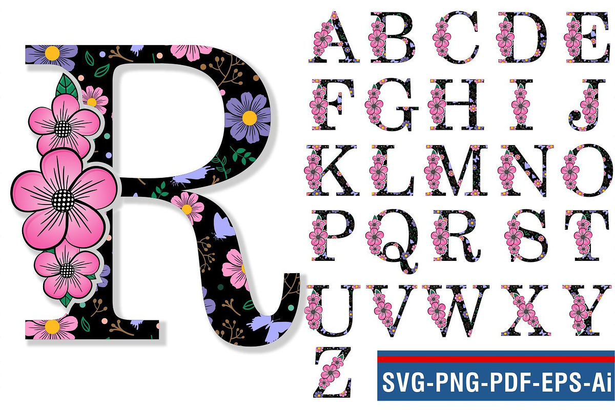 Floral Alphabet, Floral Font SVG, an Object Graphic by D2PUTRI (Photo 6 of 31)