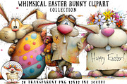Whimsical Easter Bunny Clipart, an Illustration by OK Design (Thumbnail 1 of 6)