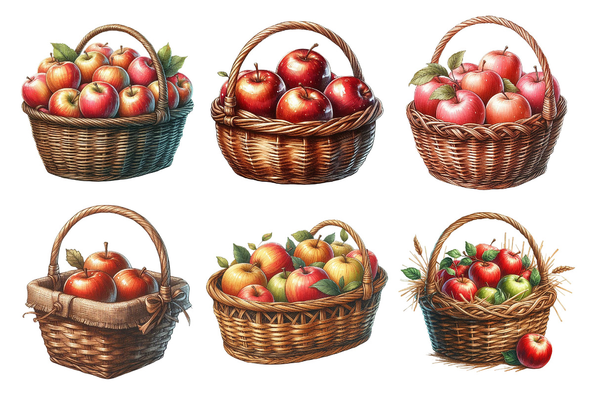 Watercolor Autumn Apple Basket Clipa, an Illustration by Daily.Designs (Photo 2 of 5)
