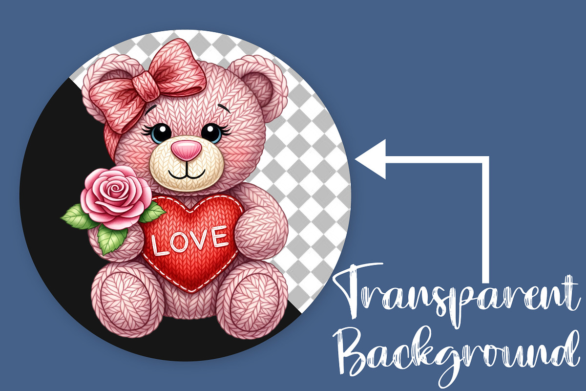 Faux Yarn Valentine Teddy Bear PNG, an Illustration by Canvas Craft (Photo 2 of 6)