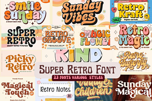 Retro Groovy Font Bundle-Cricut Font