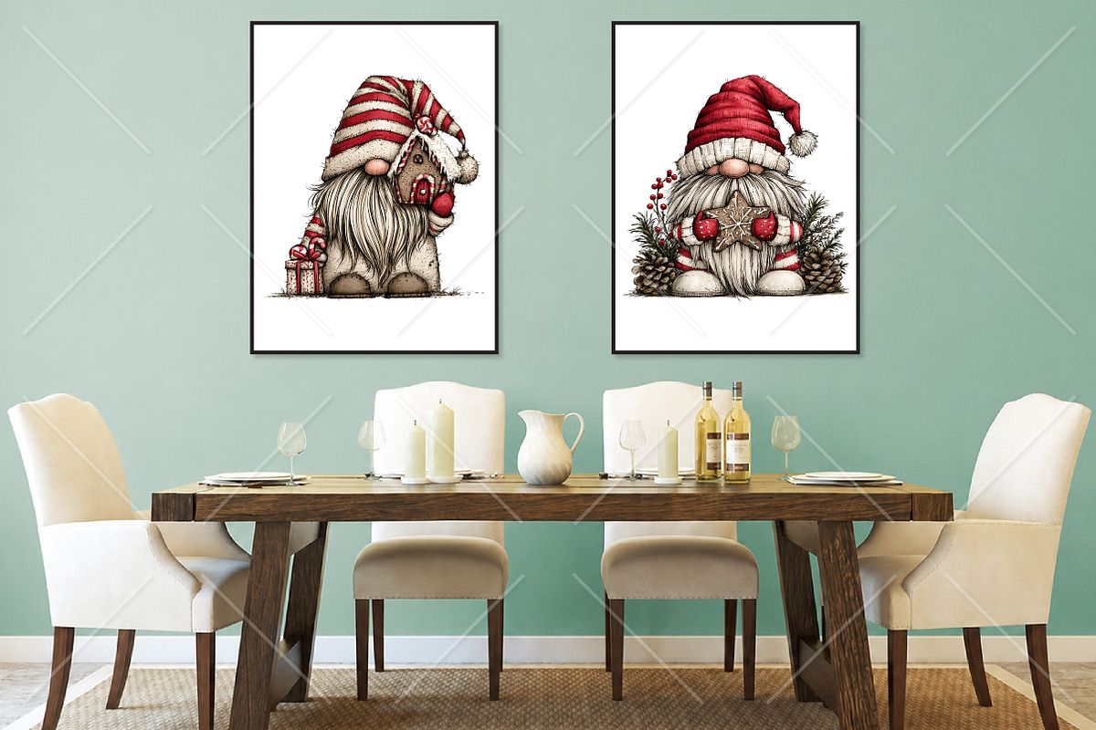 Whimsical Christmas Gnome Clipart, a Seasonal Illustration by Canvas Craft (Photo 7 of 10)