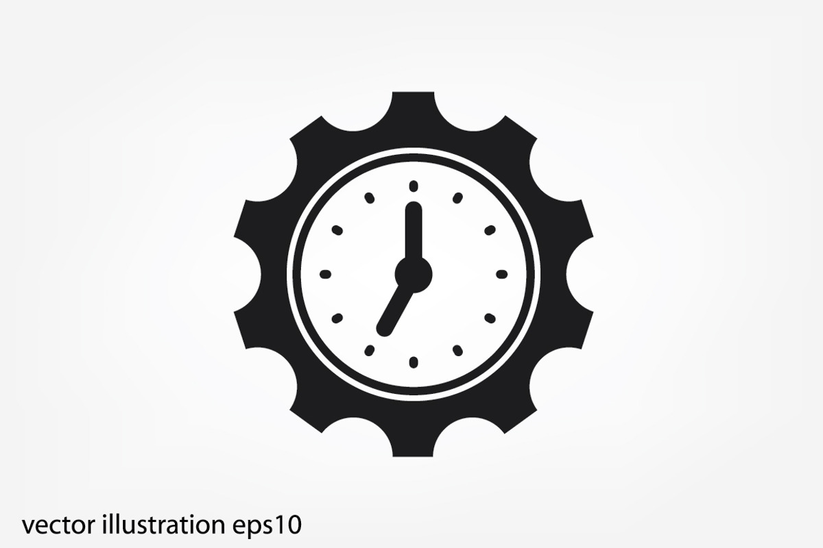 Gear clock time icon, an Outline Icon by 007NATALIIA | Creative Market