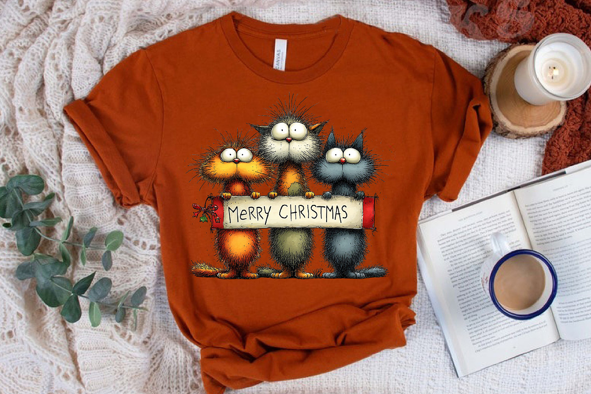 Merry Christmas,Quirky Christmas Cat, an Illustration by Libby Wishes (Photo 3 of 8)