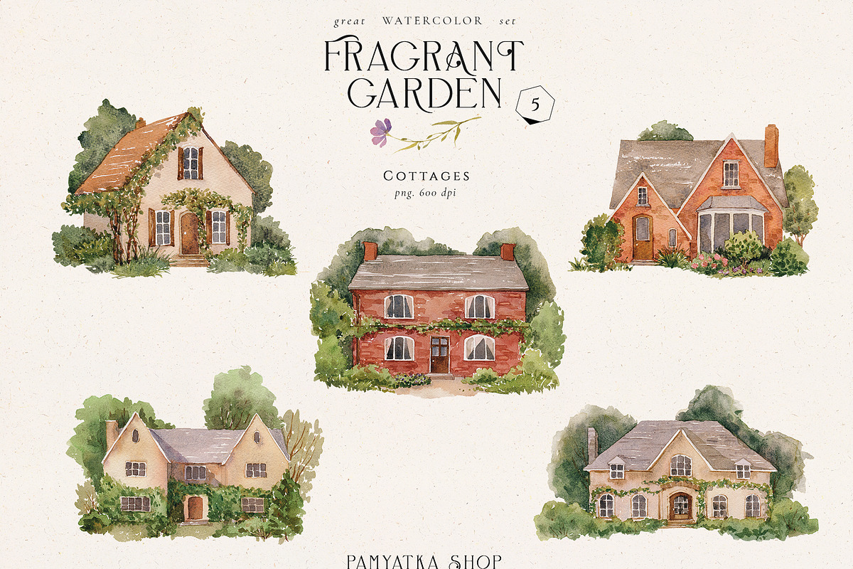 Fragrant garden-great watercolor set, a Decorative Illustration by Pamyatka Shop (Photo 20 of 24)