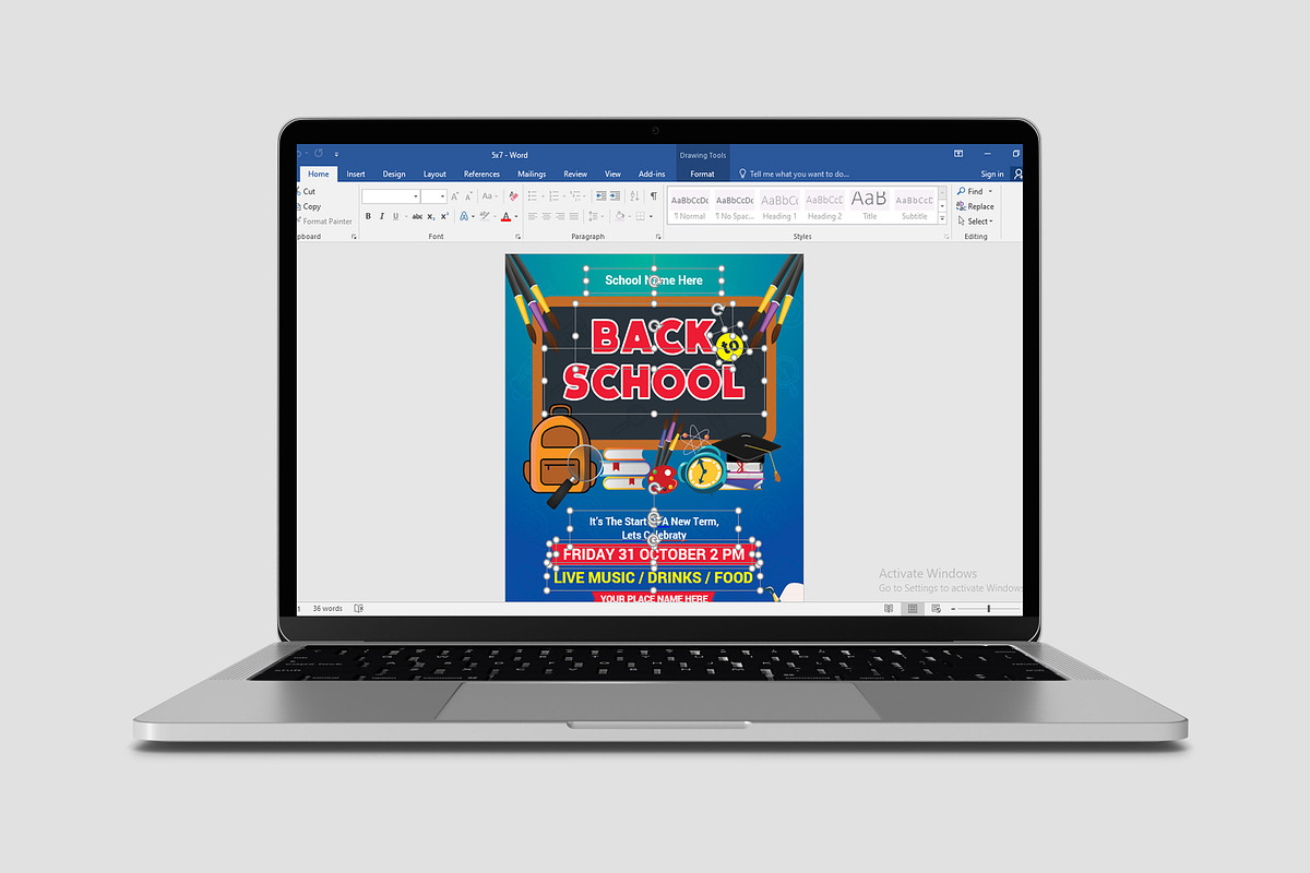 Back to School Party Flyer, a Flyer Template by Ultimate Template Shop (Photo 6 of 6)