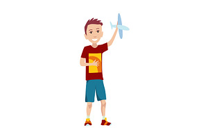 Little boy with toy airplane. Comic, a Person Illustration by the8monkey