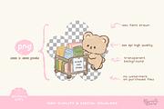 Kawaii Bear Autumn Library Clipart, an Animal Illustration by Blumensdiary (Thumbnail 3 of 6)
