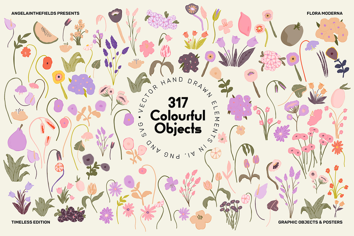 300+ Flora Moderna Vector Clipart, a Decorative Illustration by angelainthefields (Photo 5 of 23)