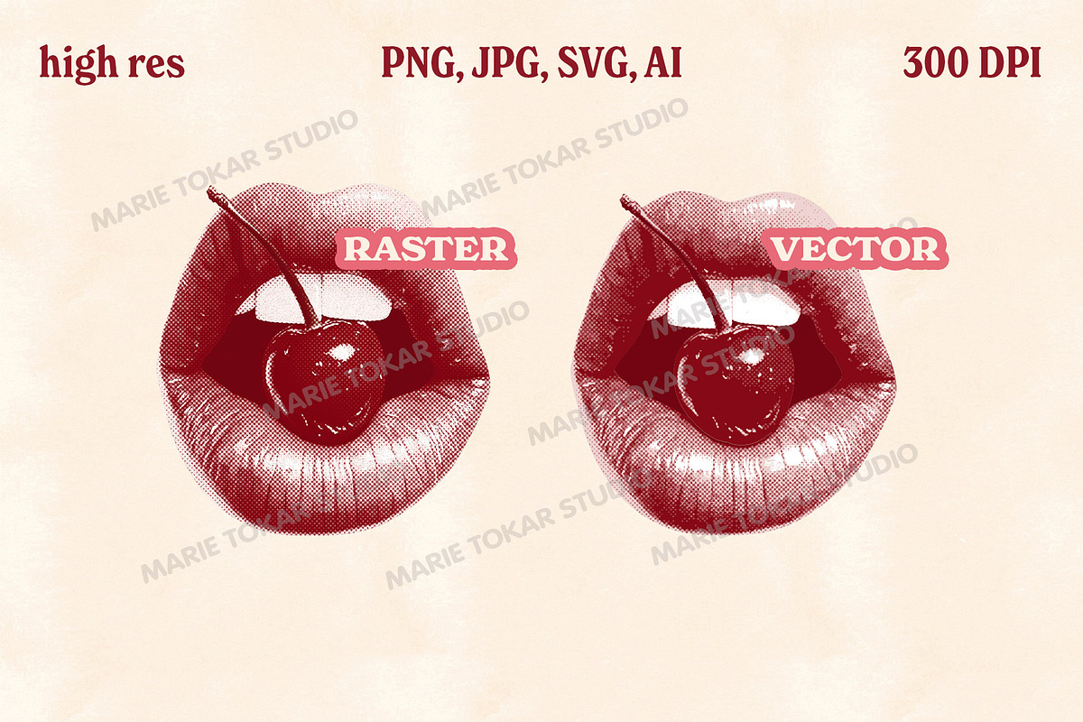Retro Cherry Illustrations PNG & SVG, an Object Graphic by Marie T (Photo 10 of 12)