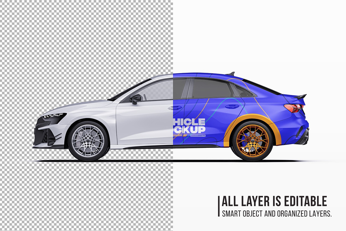 2026 Sport Performance Sedan Set, an Advertising Mockup by Halal Graphic Studio (Photo 5 of 12)