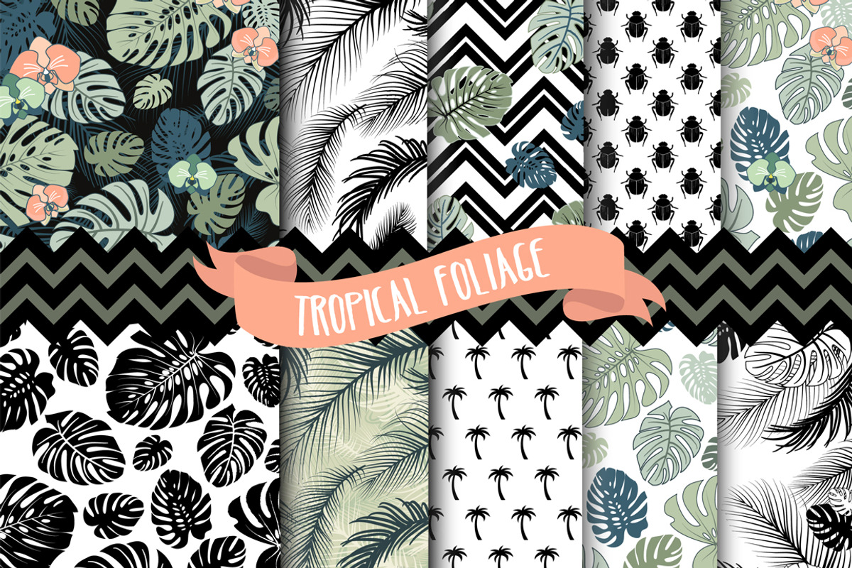 Tropical Leaves Seamless patterns, an Illustration by GraphicMarket (Photo 1 of 5)