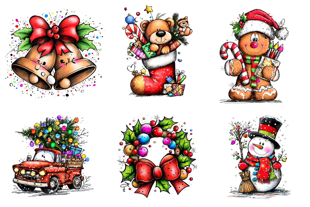 Cartoon-style Christmas Clipart, an Illustration by CreationArt (Photo 2 of 6)