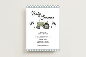 Tractor Baby Boy Invite, a Templates & Theme by Olive & Lu Paper